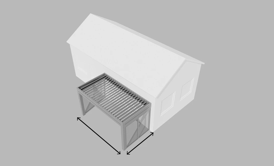 3d-visualisierung eines Hauses mit lamellendach