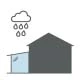Icon Haus mit Wintergarten und Regenwolke. Schutz bei Regen und Schnee